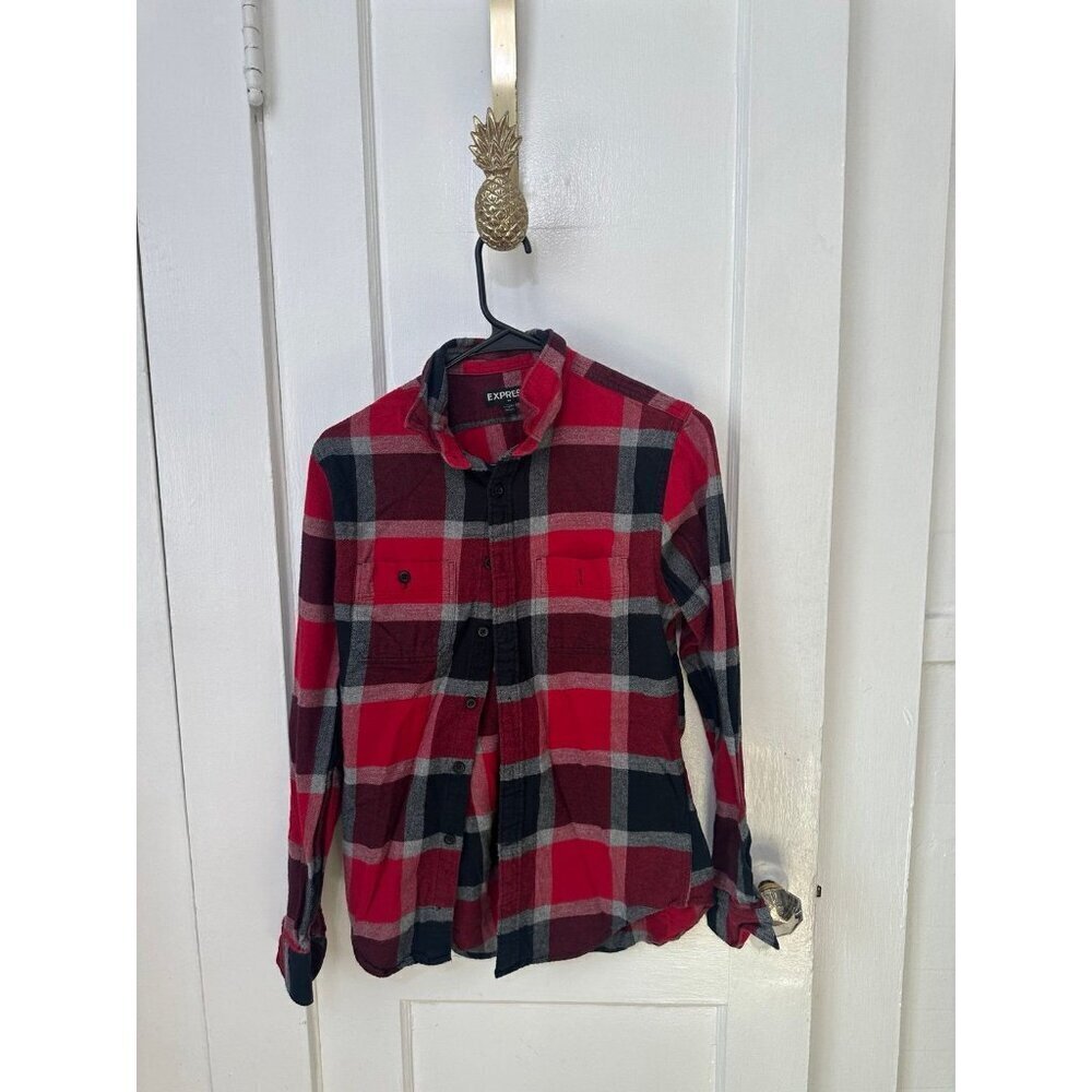 Express men’s size 14 red plaid, long sleeve shirt